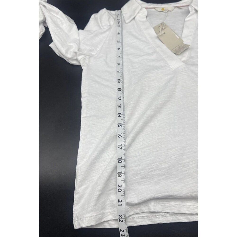 Boden Women’s White Cotton Collared Notch V Neck Long Sleeve Blouse Top Sz 4 NEW - Picture 10 of 10